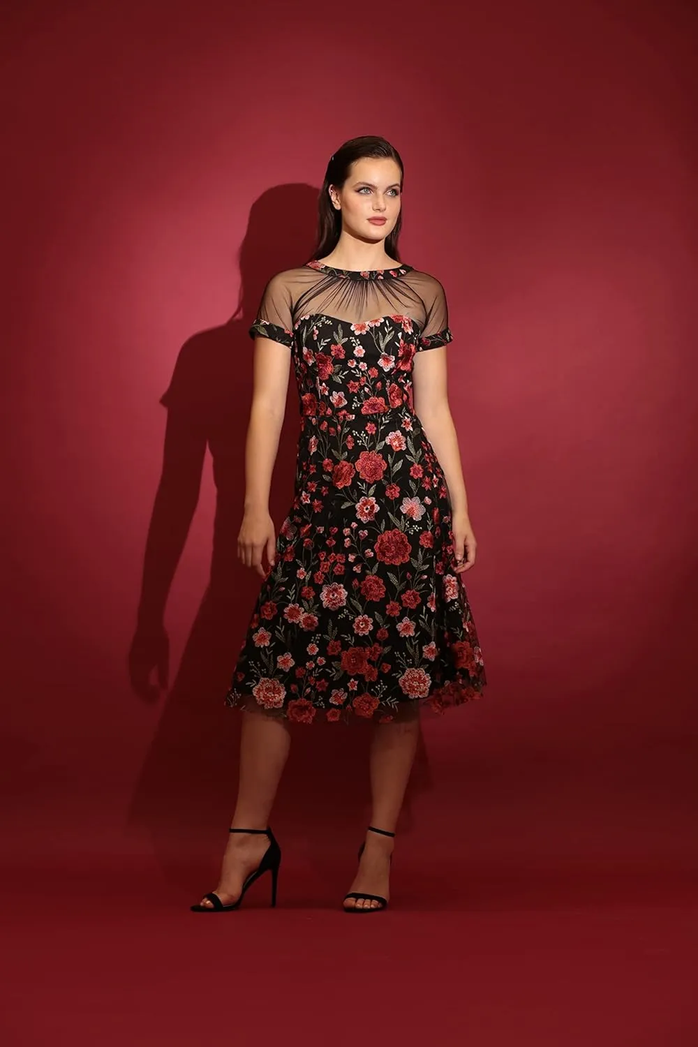 Maggy London Women's Illusion Dress Occasion Event Party Holiday Cocktail Guest of Wedding.