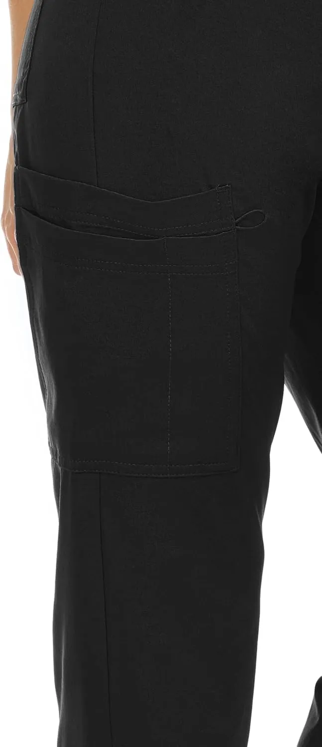 MediChic Womens Scrubs 4-Way Anti-Wrinkle Stretch Straight Leg Six Pocket Pants with Cargo Pockets