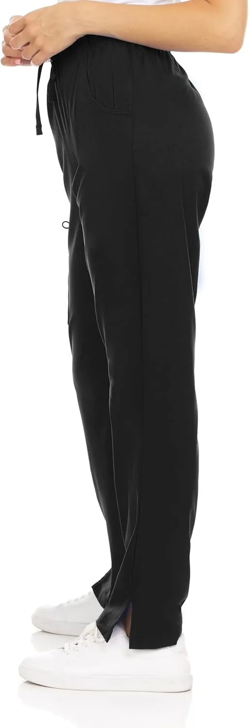 MediChic Womens Scrubs 4-Way Anti-Wrinkle Stretch Straight Leg Six Pocket Pants with Cargo Pockets