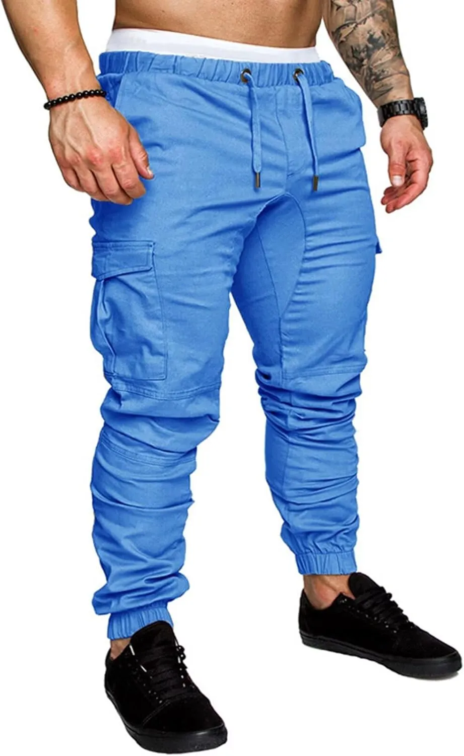 Mens Cargo Workout Joggers Pants Tapered Gym Athletic Tactical Slim Sweatpants Men with Pockets