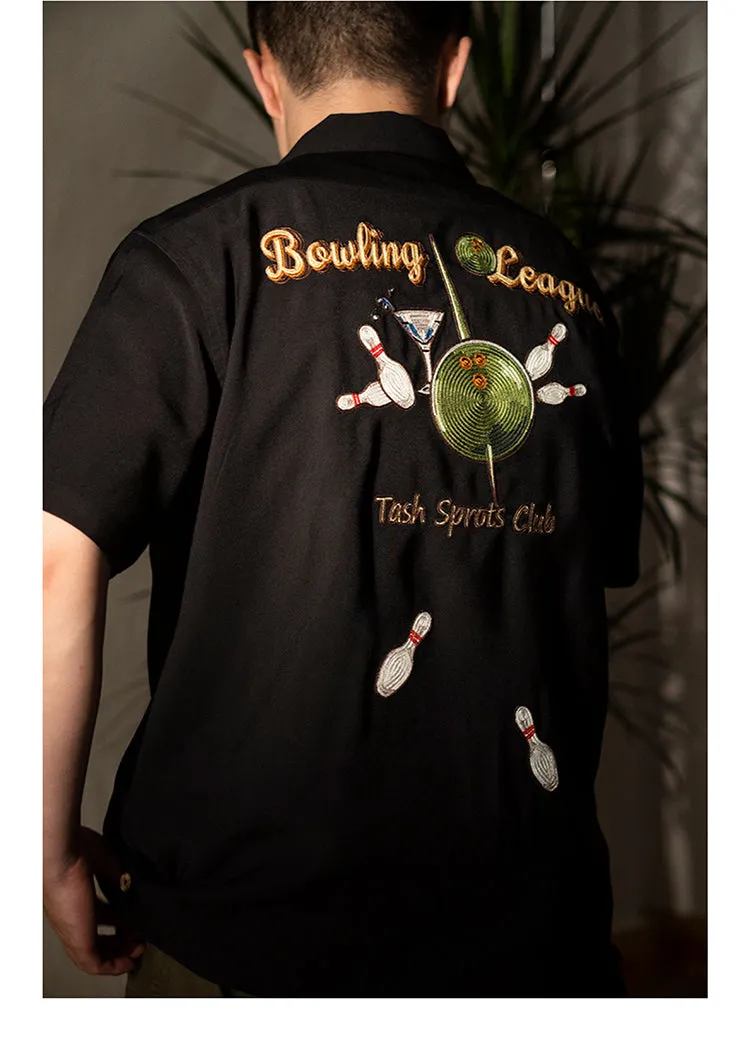 Men's Embroidery Bowling Shirt