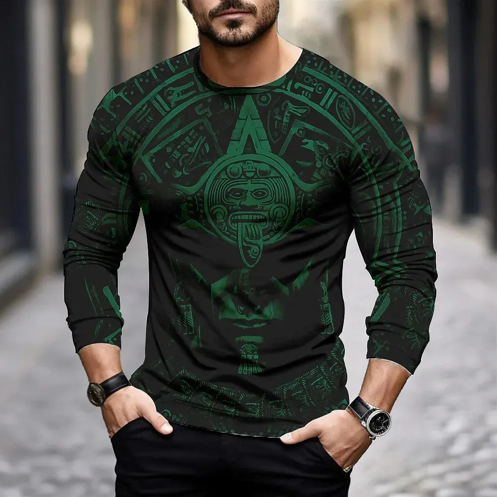 Mexico Aztec Pattern 3D Long Sleeve Shirt, Perfect Shirt for Men Women Mexican, Christmas Gift