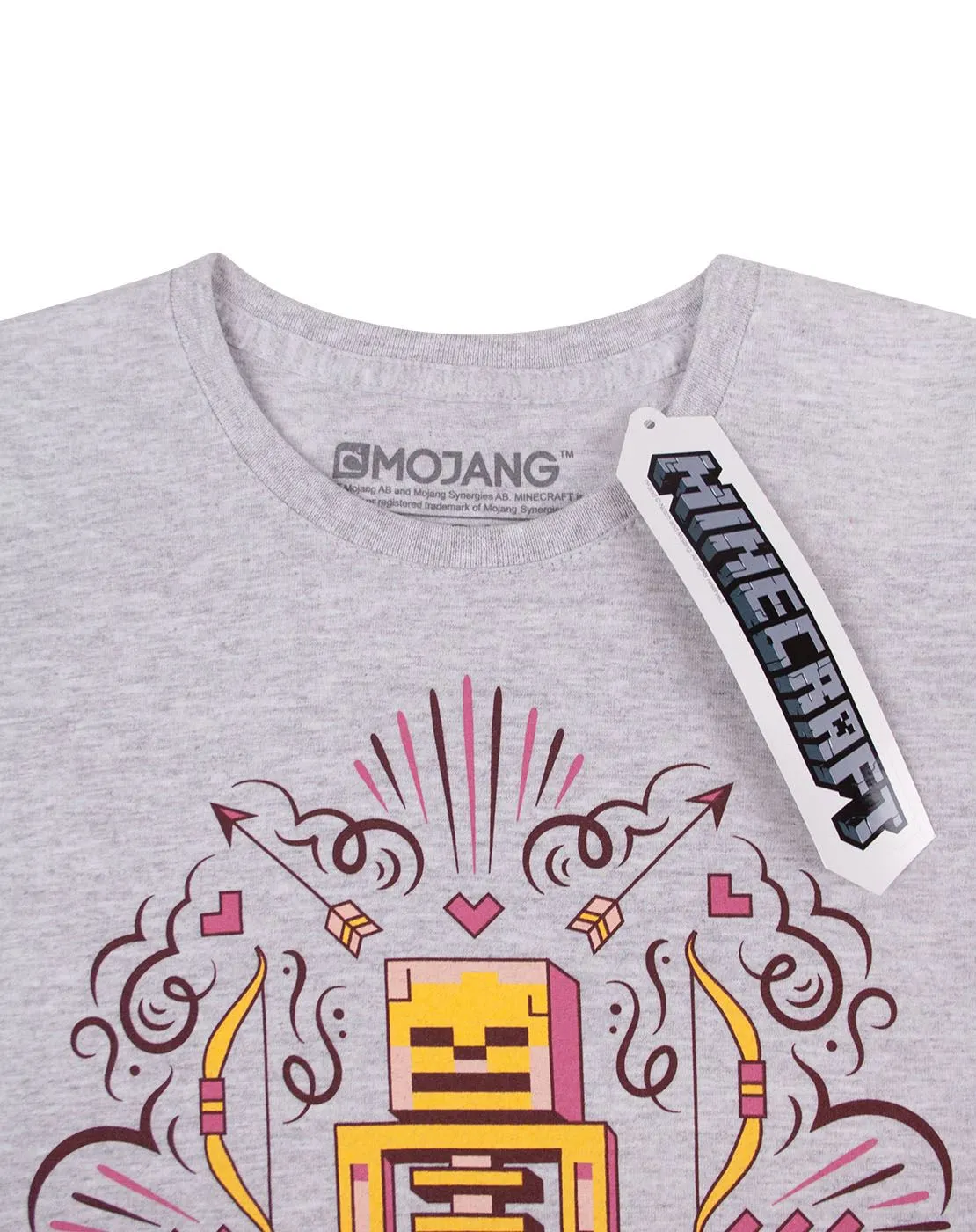 Minecraft Skelly Dreams Skeleton Girl's Grey T-Shirt