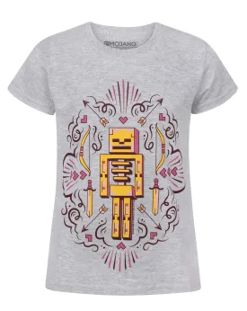 Minecraft Skelly Dreams Skeleton Girl's Grey T-Shirt