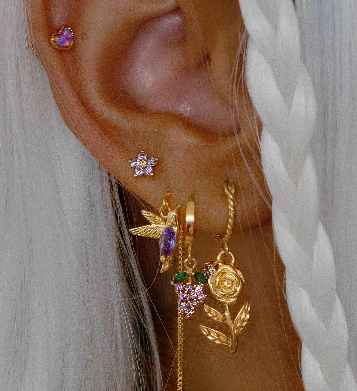 Mini Lilac Flower Stud