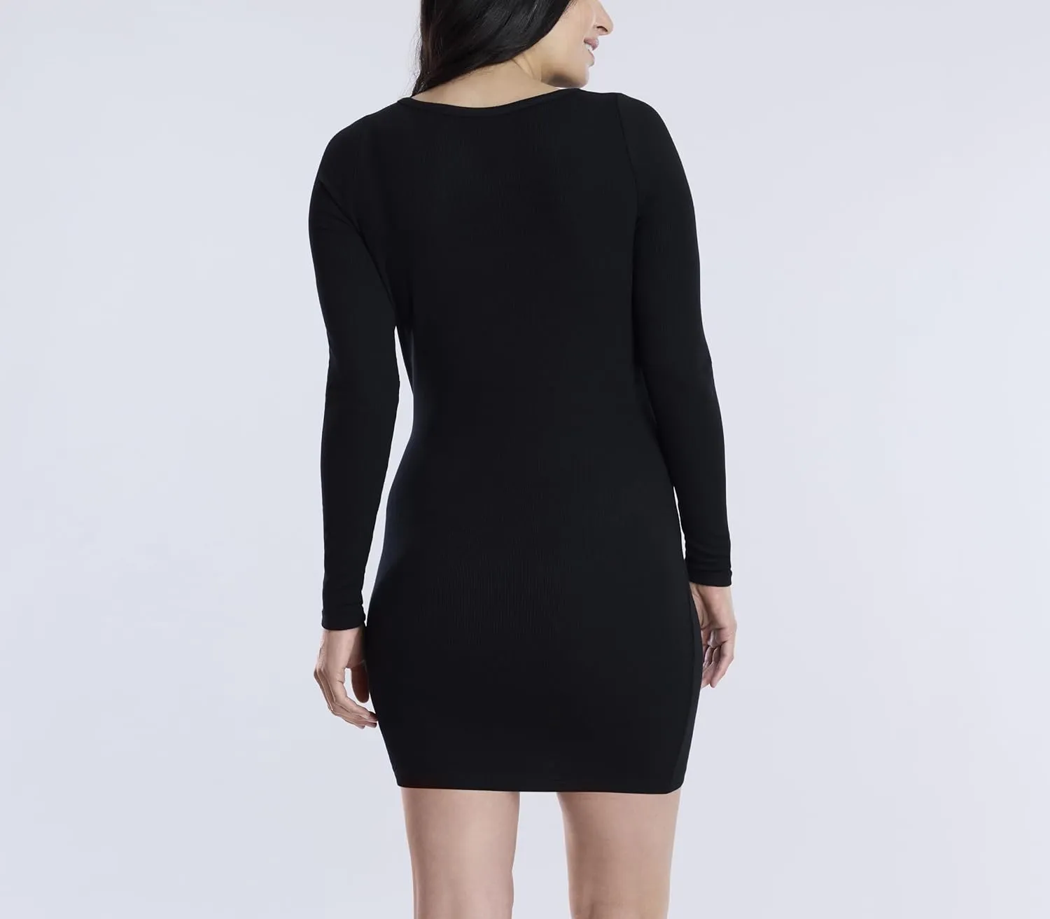 Motherhood Maternity Women's Long Sleeve Rib Knit Mini Pregnancy Bodycon Dress