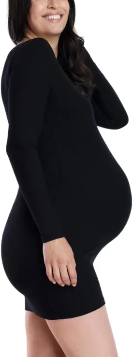 Motherhood Maternity Women's Long Sleeve Rib Knit Mini Pregnancy Bodycon Dress