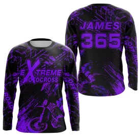 Motocross Racing Jersey Purple Upf30  Men Women Dirt Bike 3D Long Sleeve Shirt Motorcycle Jersey XM200