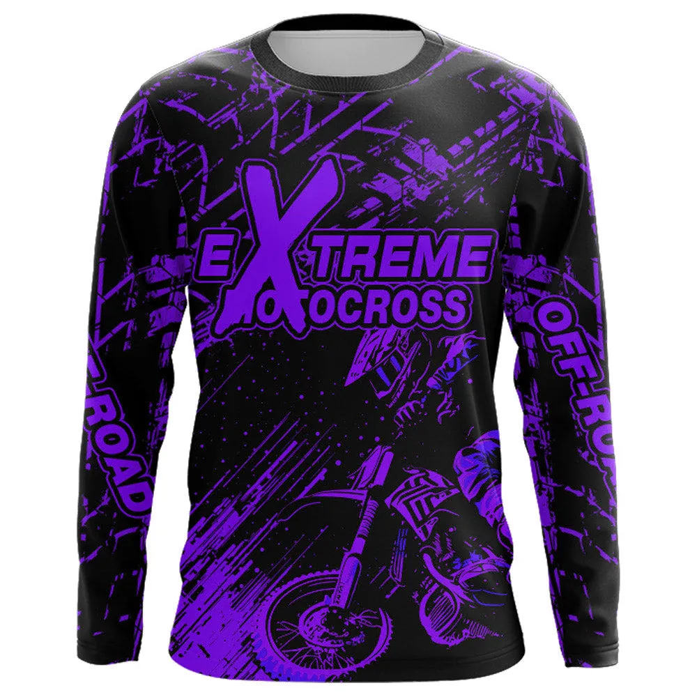 Motocross Racing Jersey Purple Upf30  Men Women Dirt Bike 3D Long Sleeve Shirt Motorcycle Jersey XM200