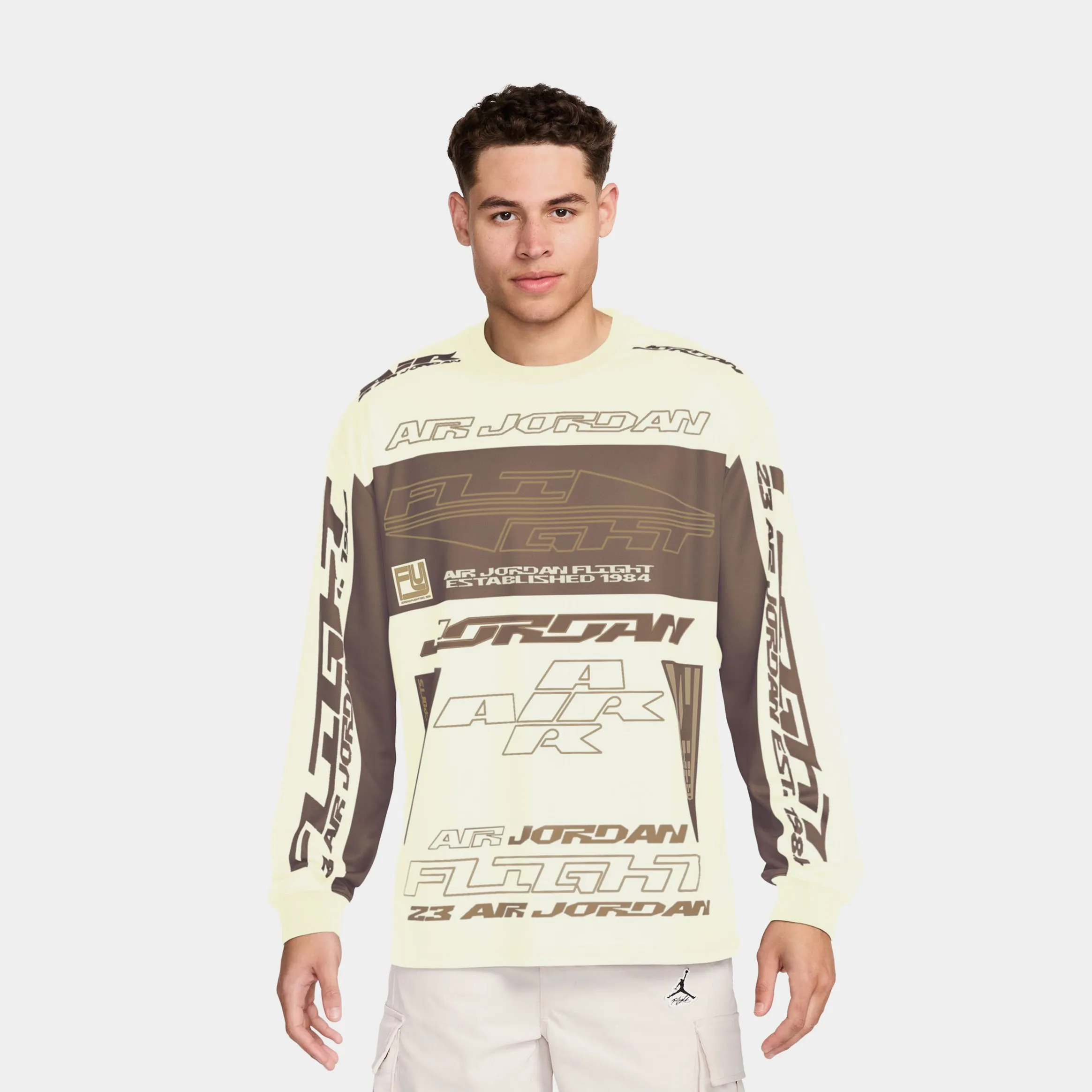 MVP Printed Mens Long Sleeve Shirt (Tan)