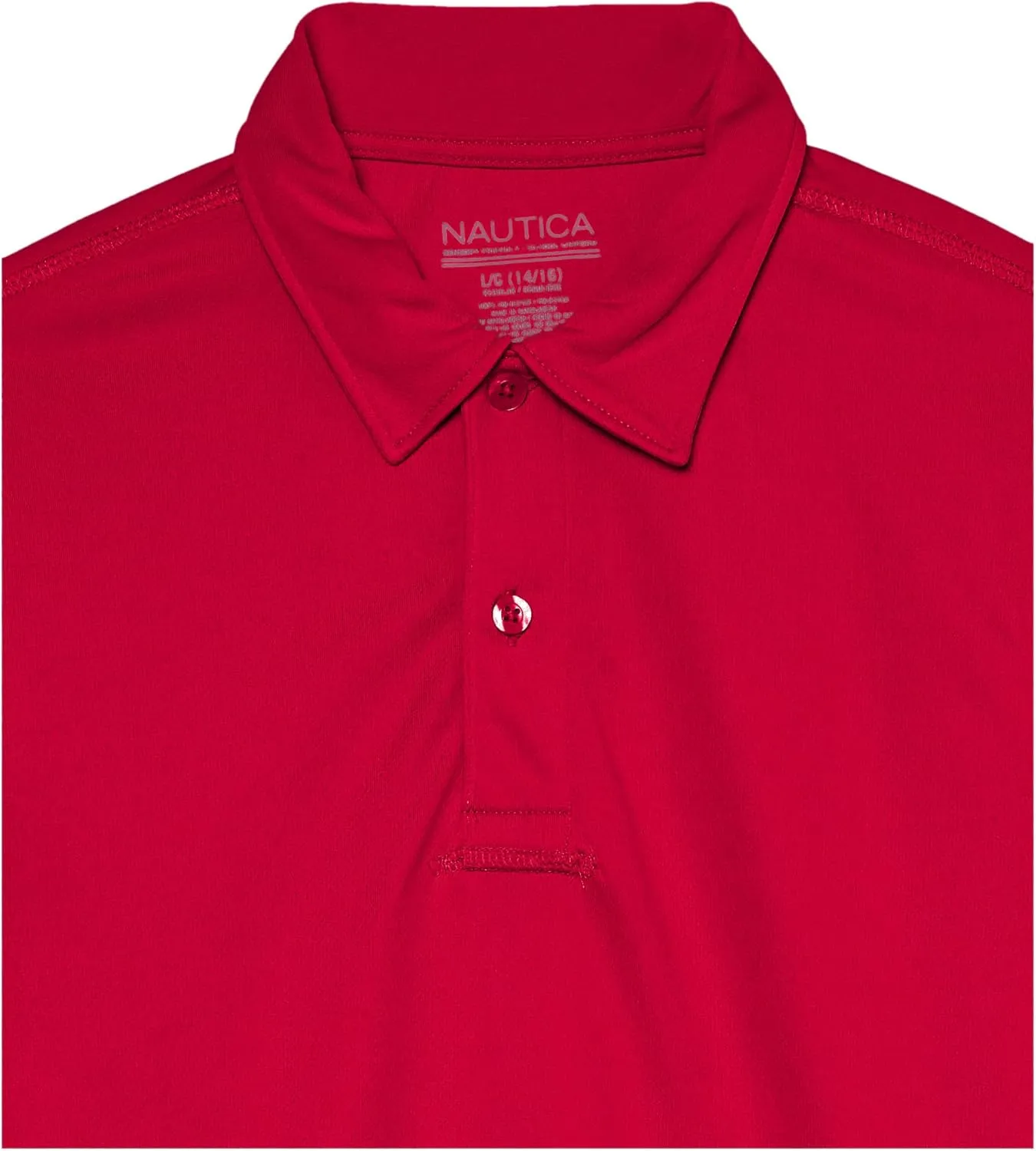 Nautica Boys' School Uniform Sensory-Friendly Short Sleeve Polo Shirt, Button Closure, Moisture Wicking Performance Material