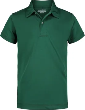 Nautica Boys' School Uniform Sensory-Friendly Short Sleeve Polo Shirt, Button Closure, Moisture Wicking Performance Material