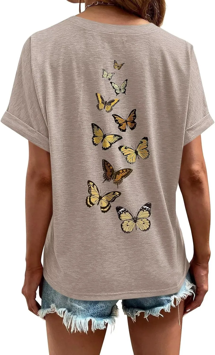 ORANDESIGNE Womens Sunflower Print T Shirts V Neck Graphic Short Sleeve Vintage Tees Summer Casaul Loose Fit Tops