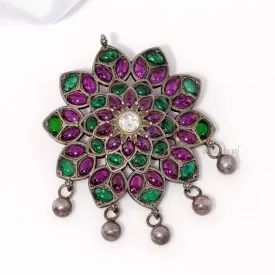 Oxidized Floral Pendant