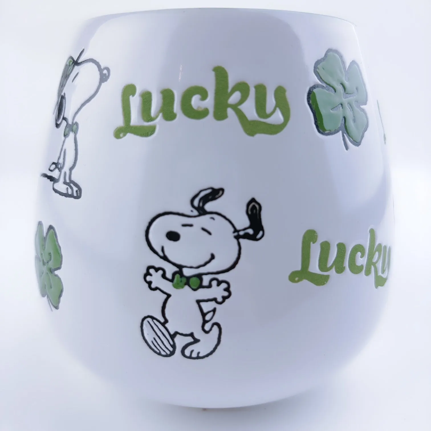 Peanuts Snoopy Lucky Clover Ceramic Stoneware Green Mug 20 oz