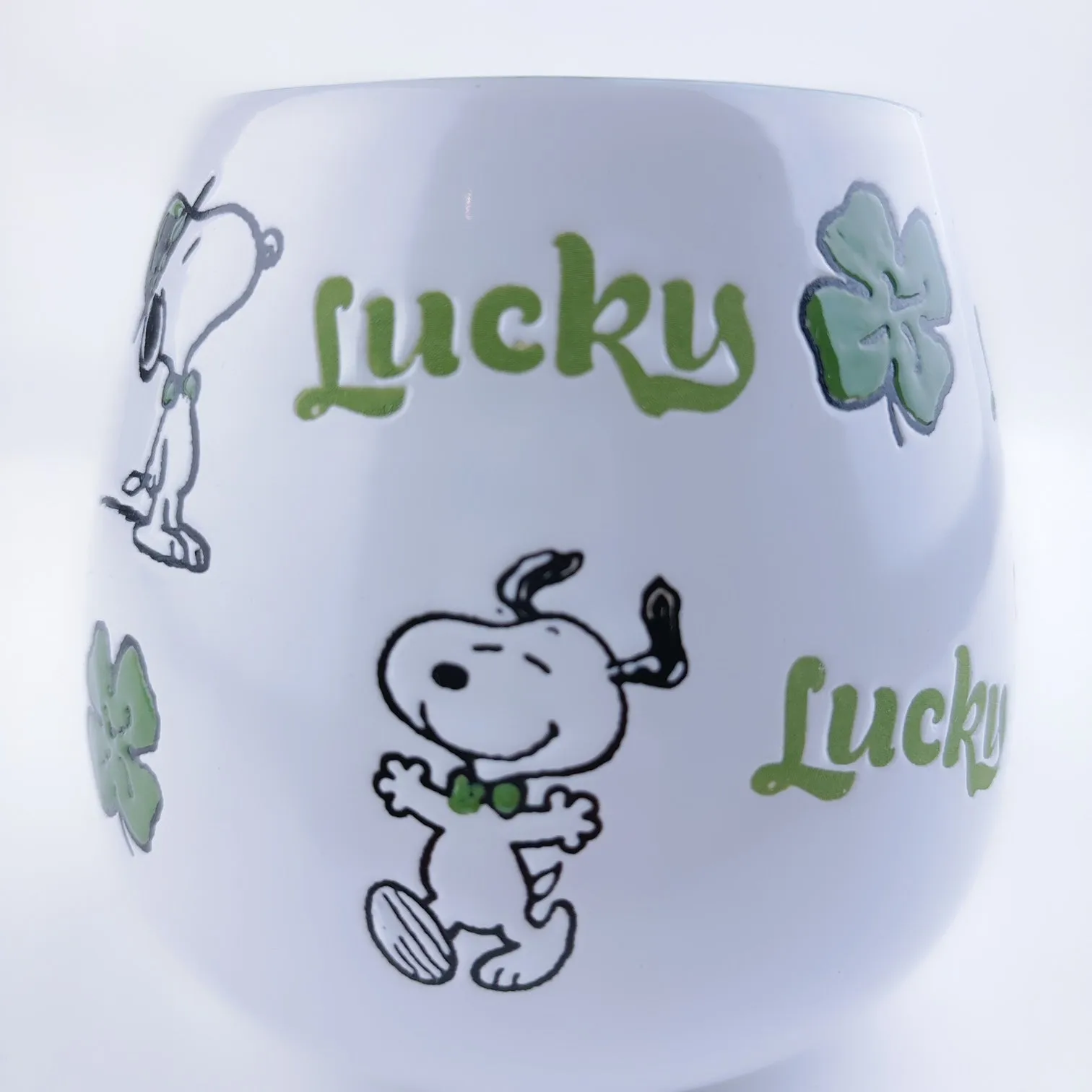 Peanuts Snoopy Lucky Clover Ceramic Stoneware Green Mug 20 oz