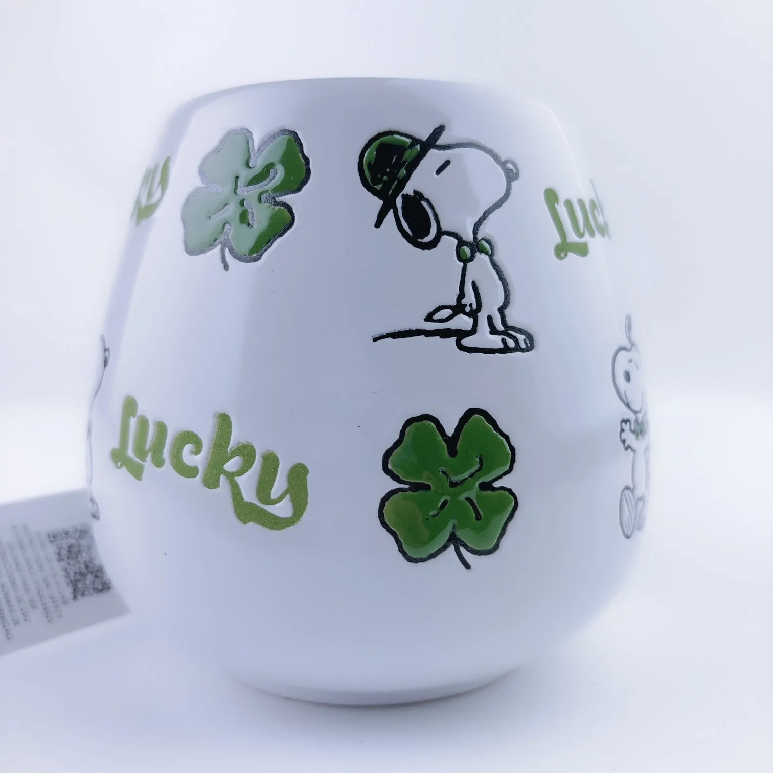 Peanuts Snoopy Lucky Clover Ceramic Stoneware Green Mug 20 oz