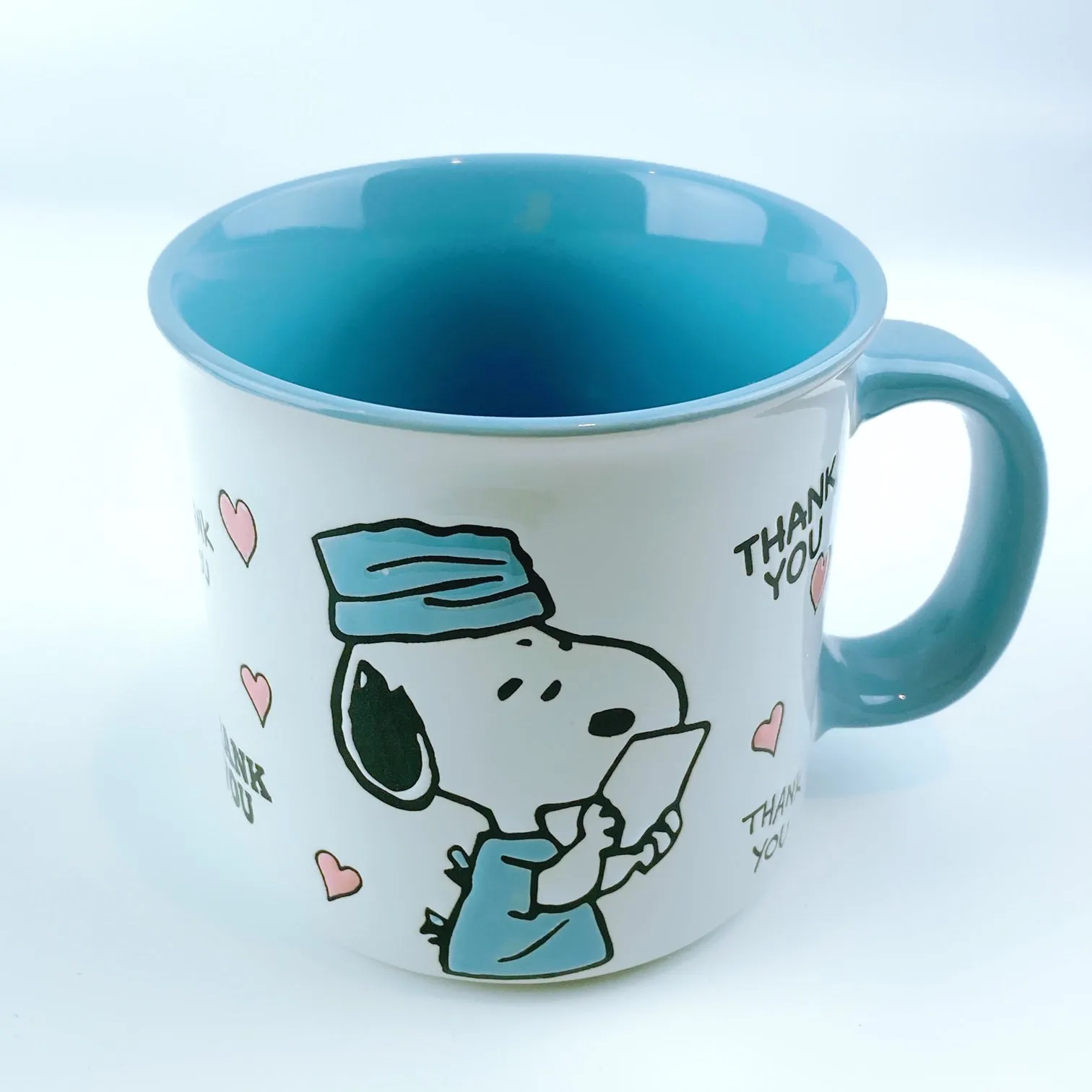 Peanuts Snoopy Scrub Wearing 'Thank You' Doctor Ceramic Mug 21 oz - Light Blue