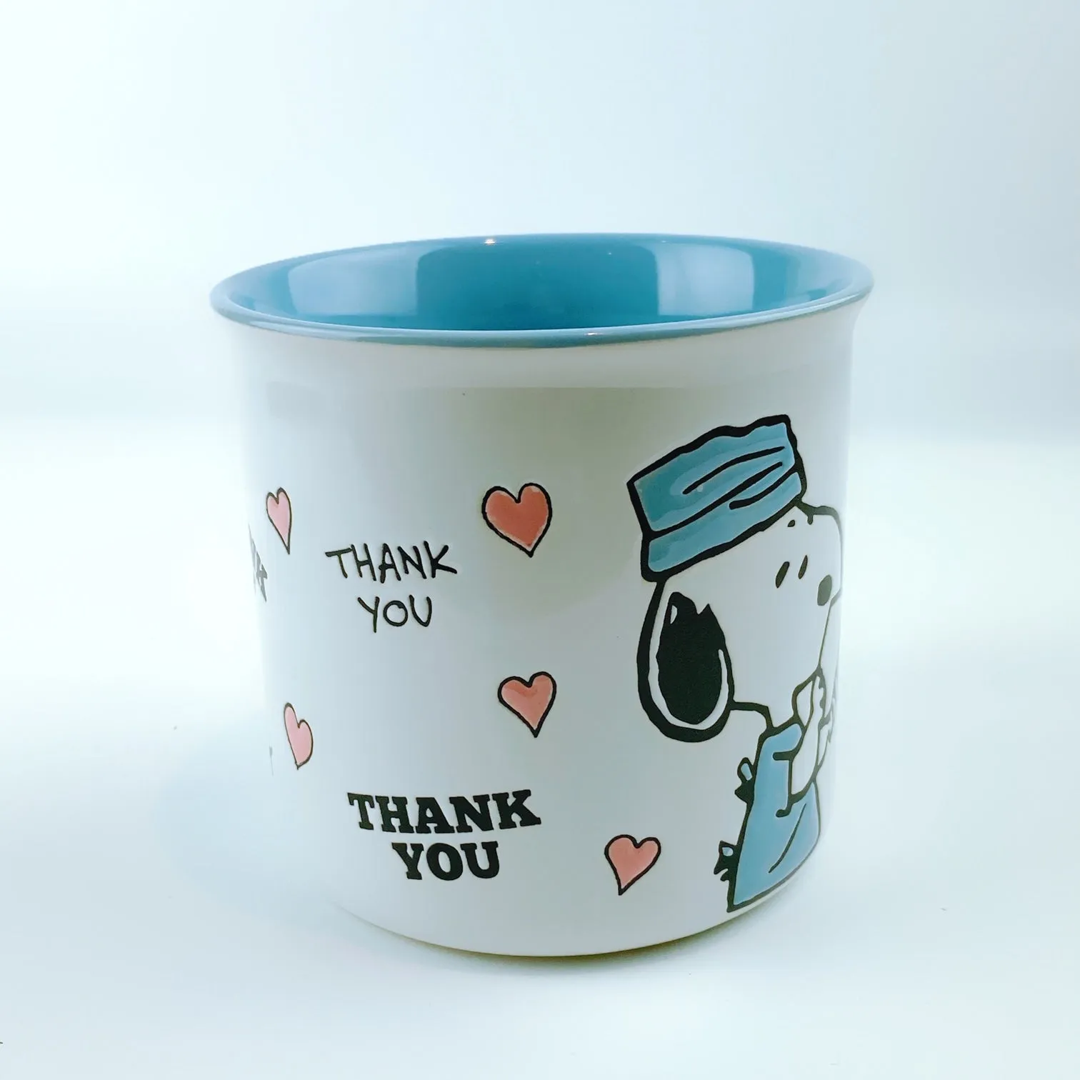 Peanuts Snoopy Scrub Wearing 'Thank You' Doctor Ceramic Mug 21 oz - Light Blue
