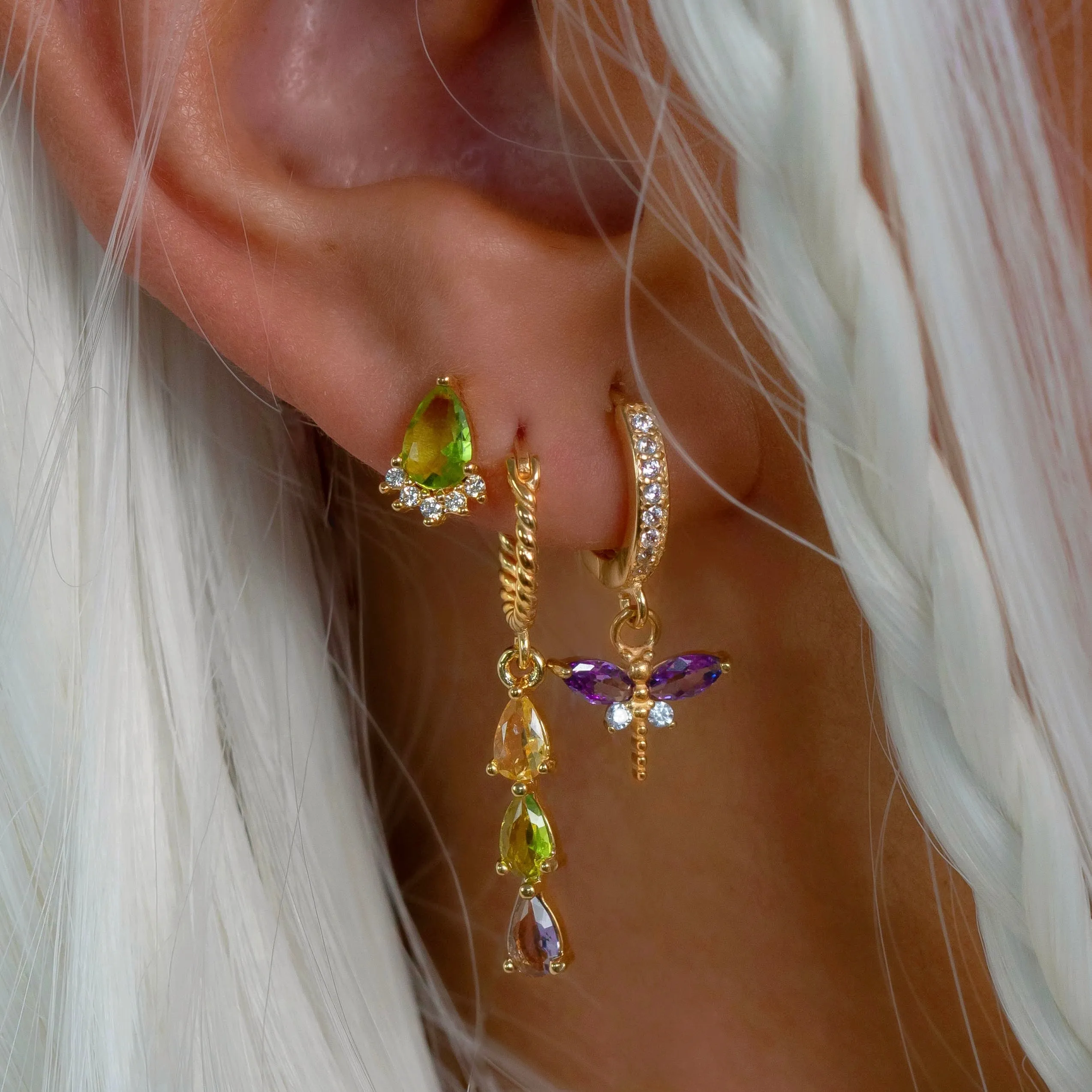 Peridot Sparkling Drop Stud