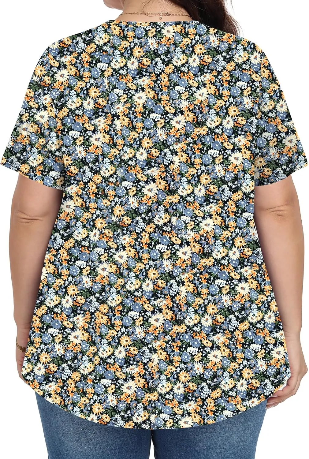 Plus Size Tops for Women Summer 2025 Short Sleeve Shirts Tunics Square Neck Casual Loose Blouses 1X-5X