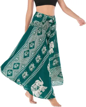 PNKJ Women Bohemian Mandala Floral Print Rayon Hippie Maxi Skirt Boho Summer Beach Dress