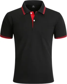 Polo Shirts for Men Short Sleeve Golf Polo with Pockets Moisture Wicking Tennis Shirt Summer Polo T-Shirts