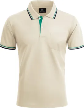 Polo Shirts for Men Short Sleeve Golf Polo with Pockets Moisture Wicking Tennis Shirt Summer Polo T-Shirts