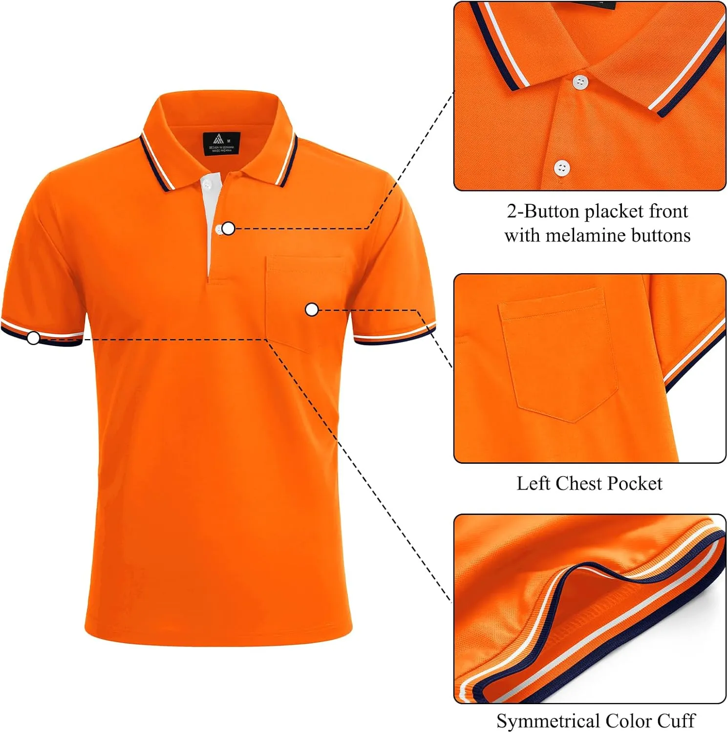Polo Shirts for Men Short Sleeve Golf Polo with Pockets Moisture Wicking Tennis Shirt Summer Polo T-Shirts