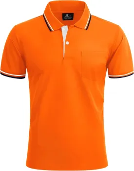 Polo Shirts for Men Short Sleeve Golf Polo with Pockets Moisture Wicking Tennis Shirt Summer Polo T-Shirts