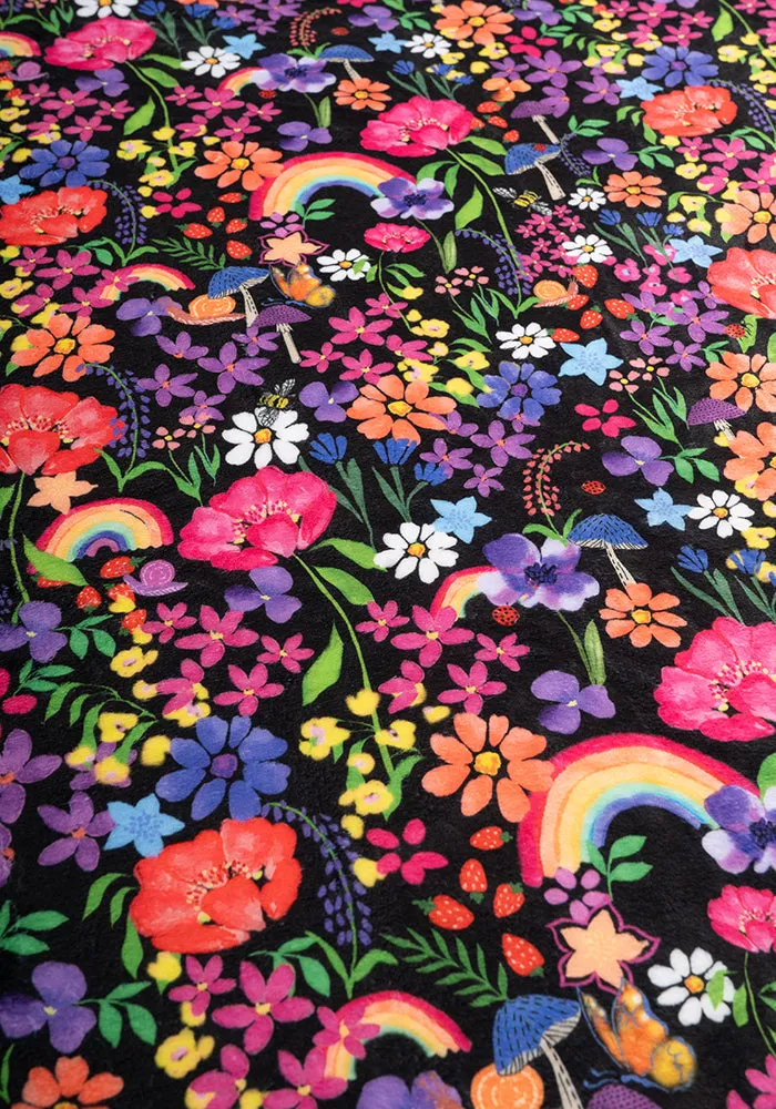 Pop-under Garden Rainbow Print Plush Blanket