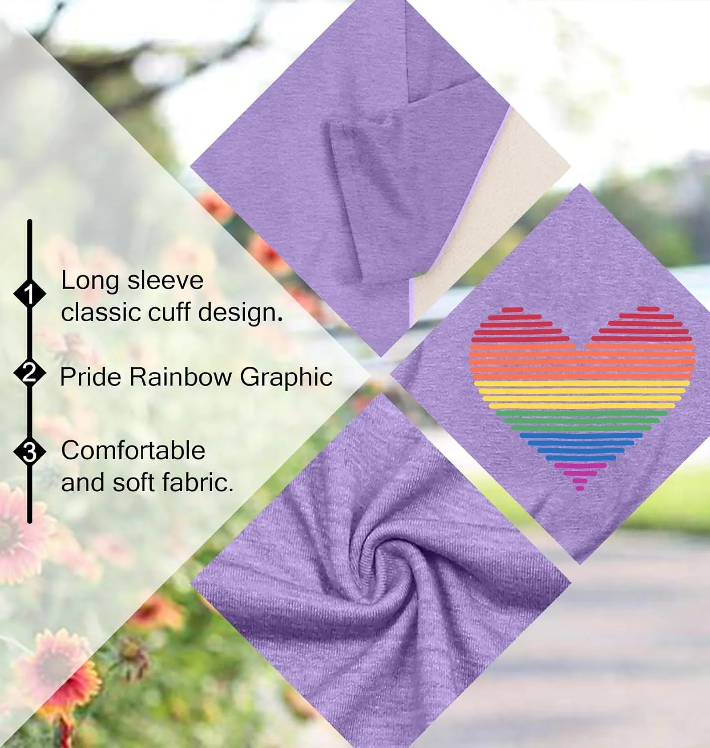 Pride Shirt for Women Equality T-Shirts Rainbow Graphic Long Sleeves LGBTQ Pride Month Tee Tops