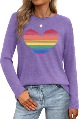 Pride Shirt for Women Equality T-Shirts Rainbow Graphic Long Sleeves LGBTQ Pride Month Tee Tops