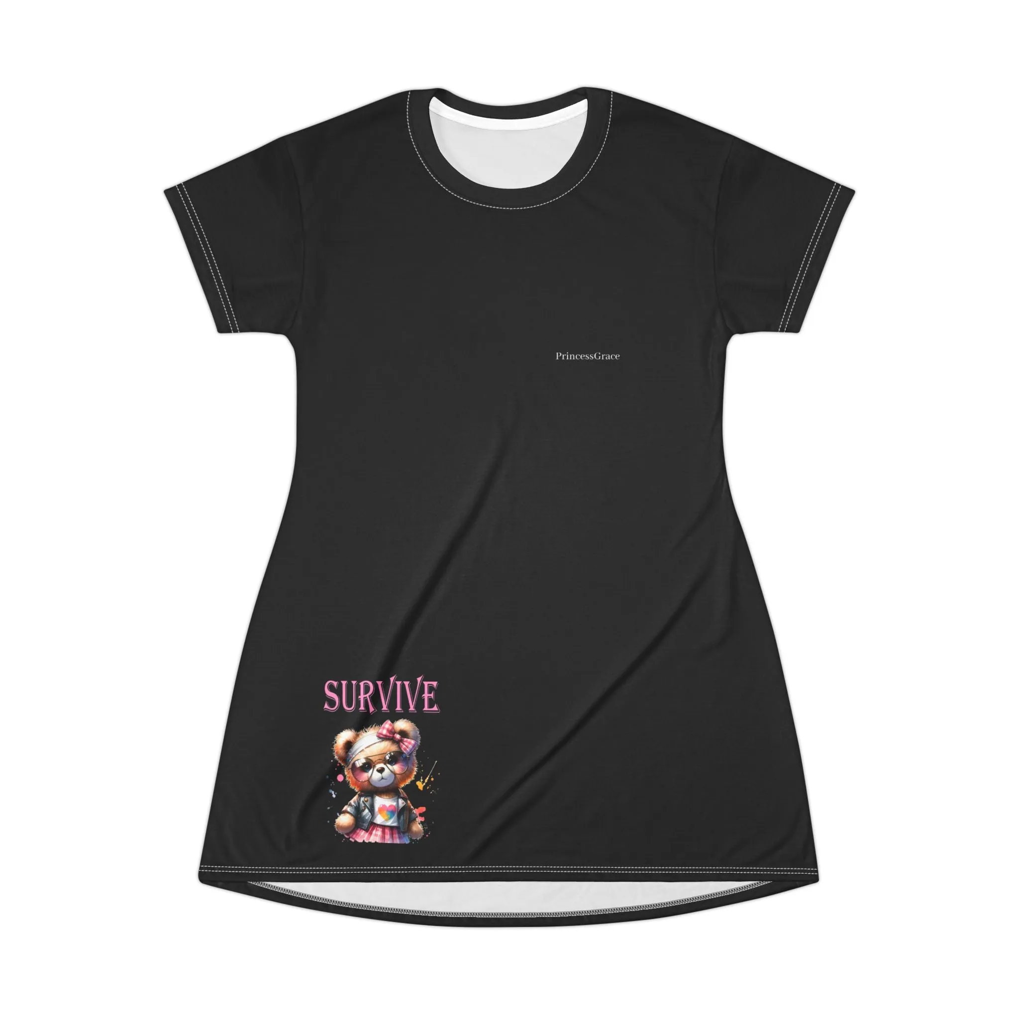 Princess Grace Cute Black Survive  T-Shirt Dress