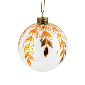 Pure Christmas Glass Leaf Christmas Bauble Copper 10cm