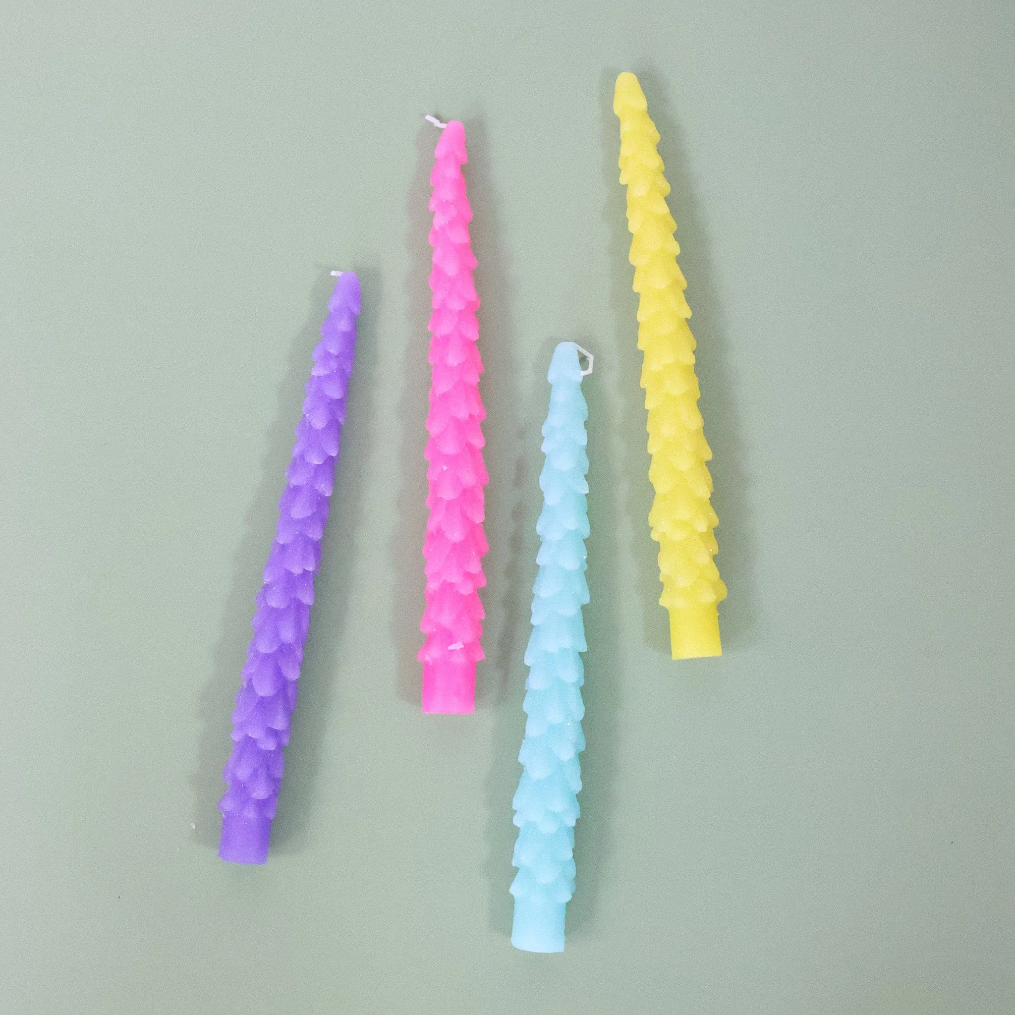 Rainbow Tree Taper Candle, Set of 4