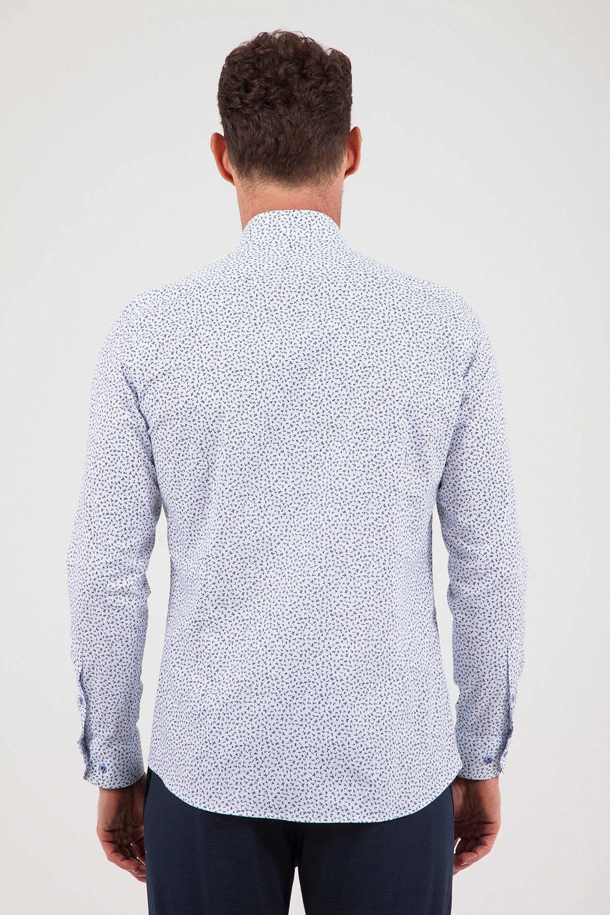 Regular Fit Printed Cotton Blend Blue Casual Shirt