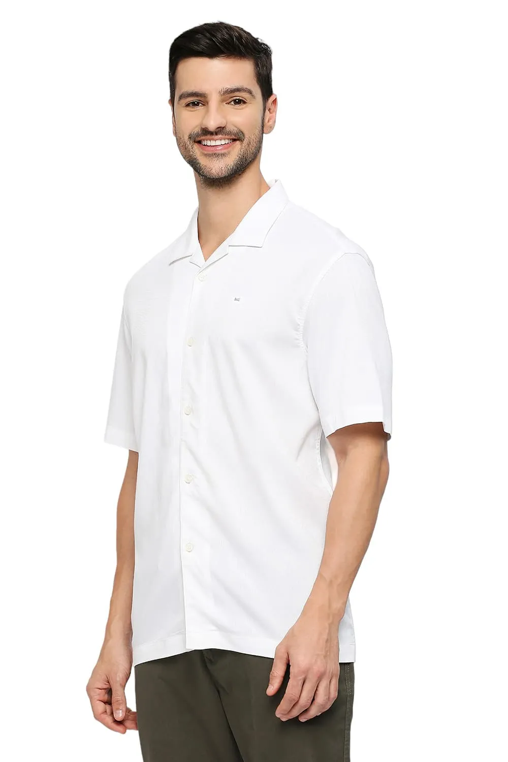 Relaxed Fit Tencel Polyester Stretch Dobby Halfsleeves Shirt