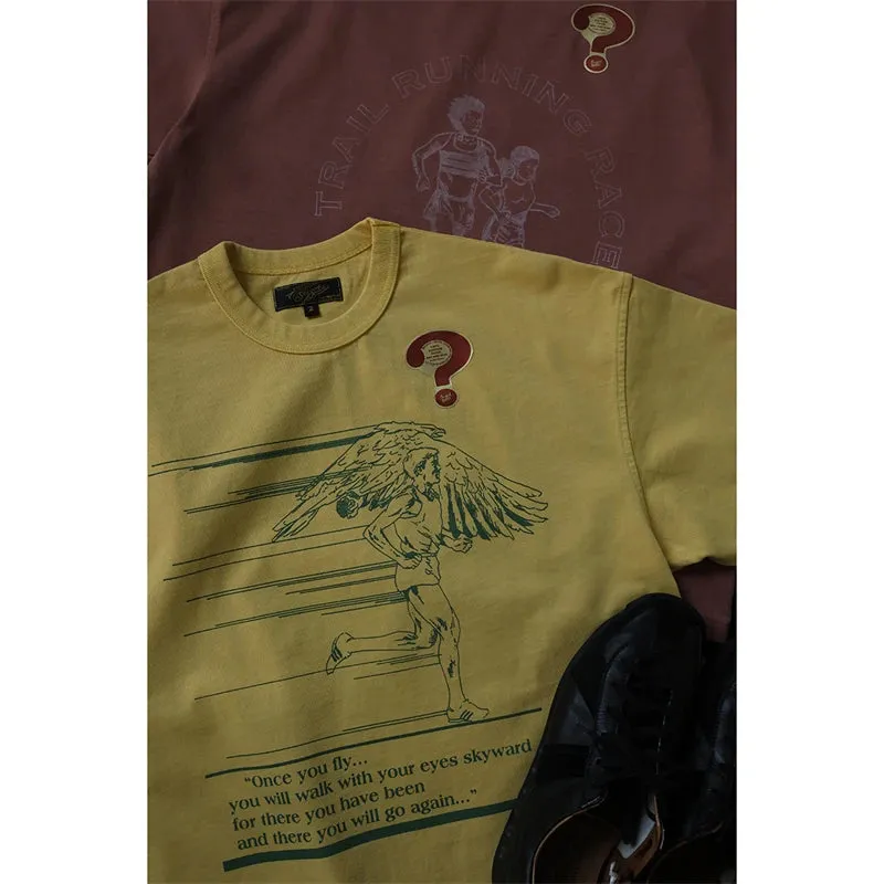 Retro Style Print Men's Short Sleeve Tee - Running Club Batik T-shirt