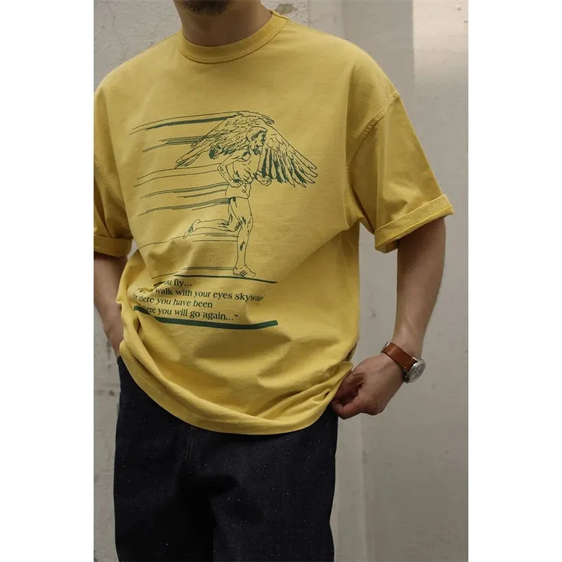 Retro Style Print Men's Short Sleeve Tee - Running Club Batik T-shirt