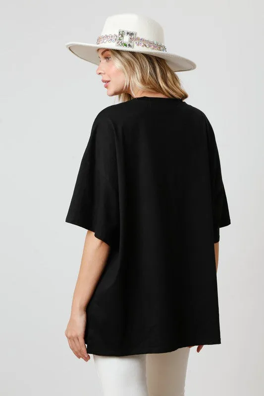 Rhinestone Safari Black Colorblock Tee