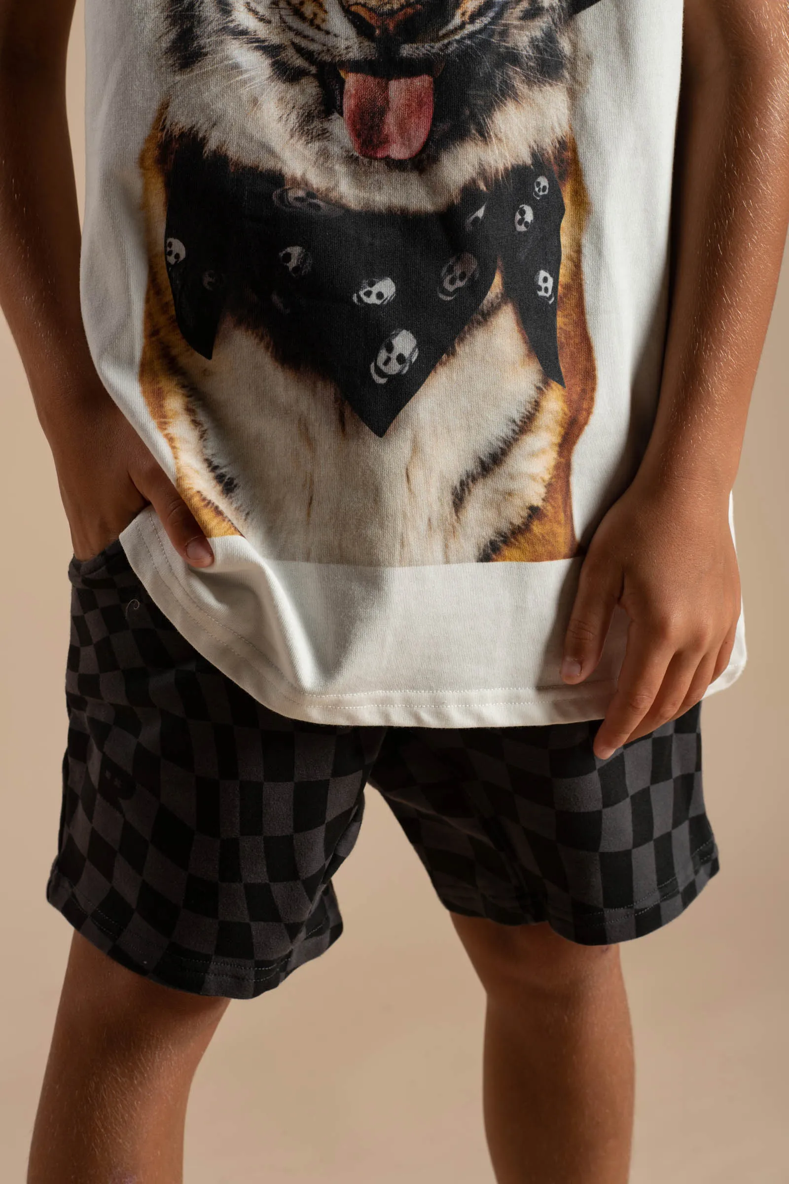 Rock Your Kid - Music Animal Boxy Tee in Cream