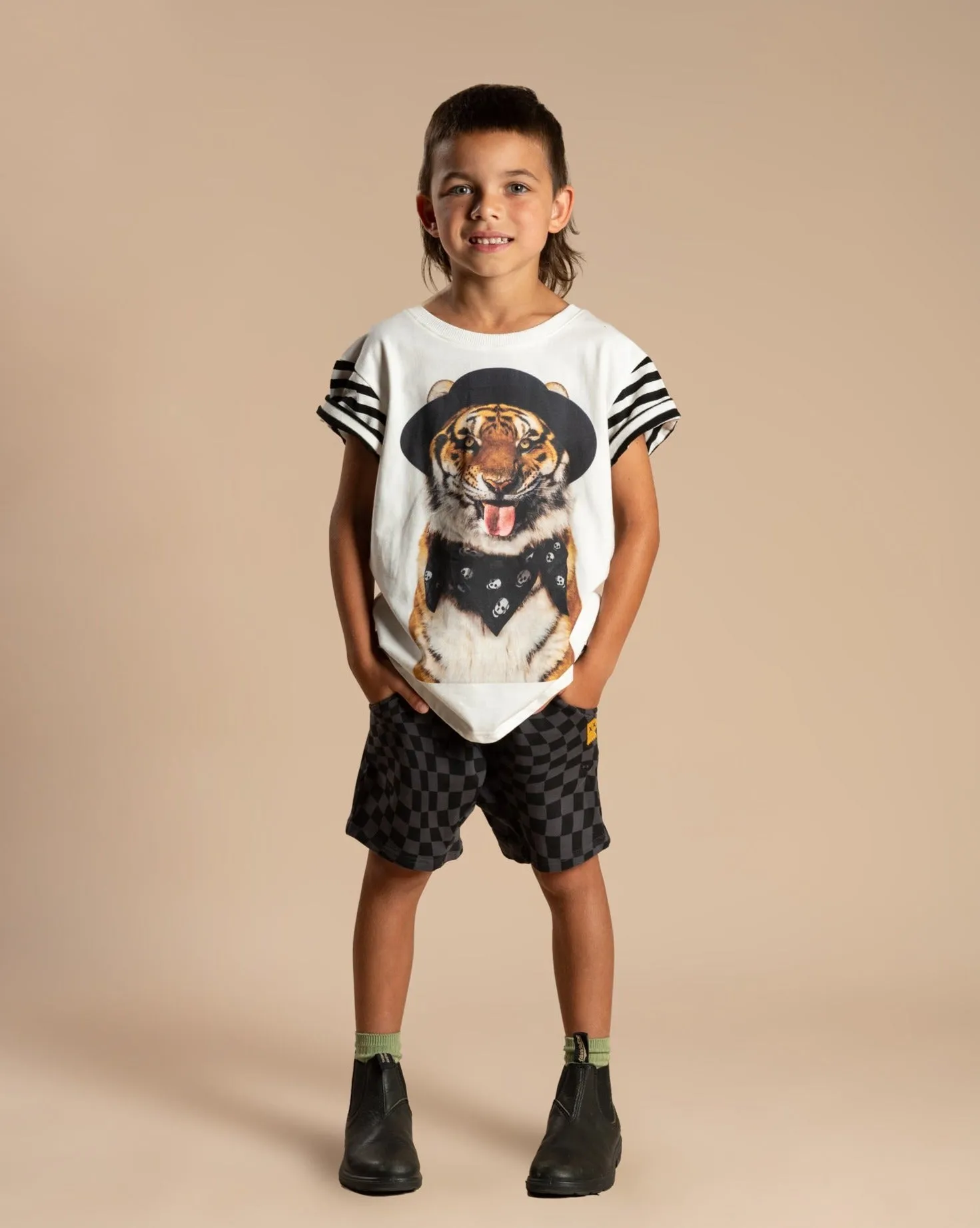 Rock Your Kid - Music Animal Boxy Tee in Cream