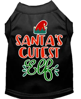 Santa's Cutest Elf Screen Print Dog Shirt Black Xxxl