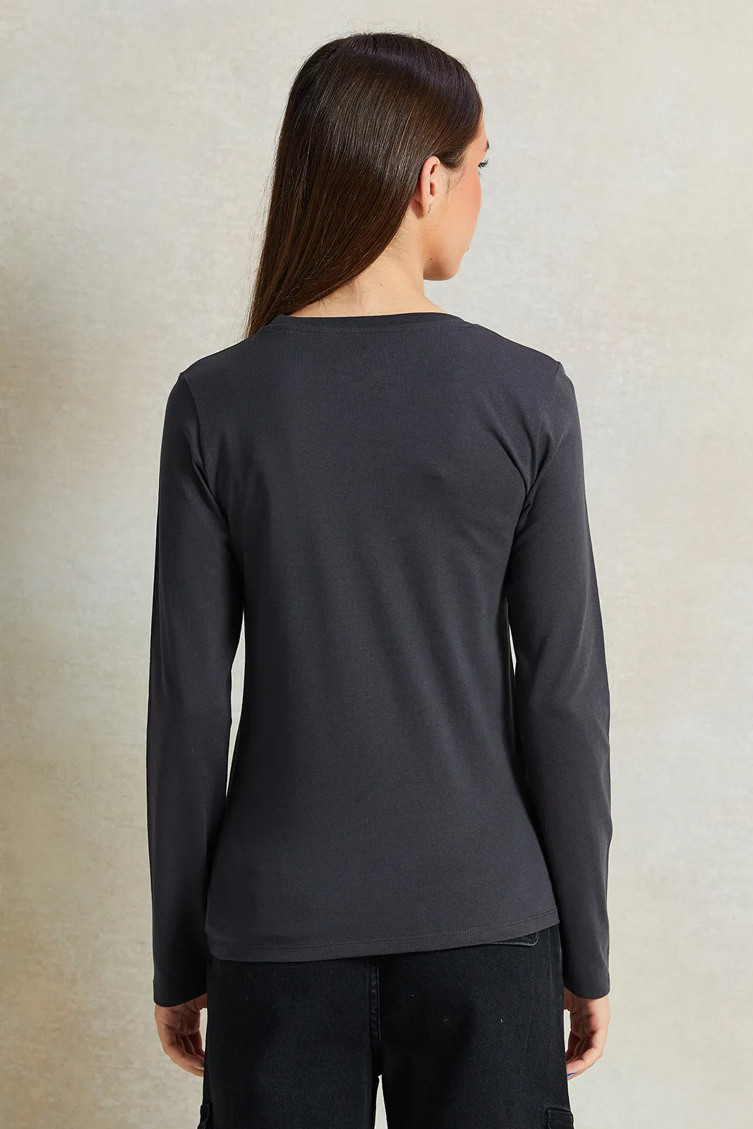 Senior Girls Charcoal Embellished T-Shirt