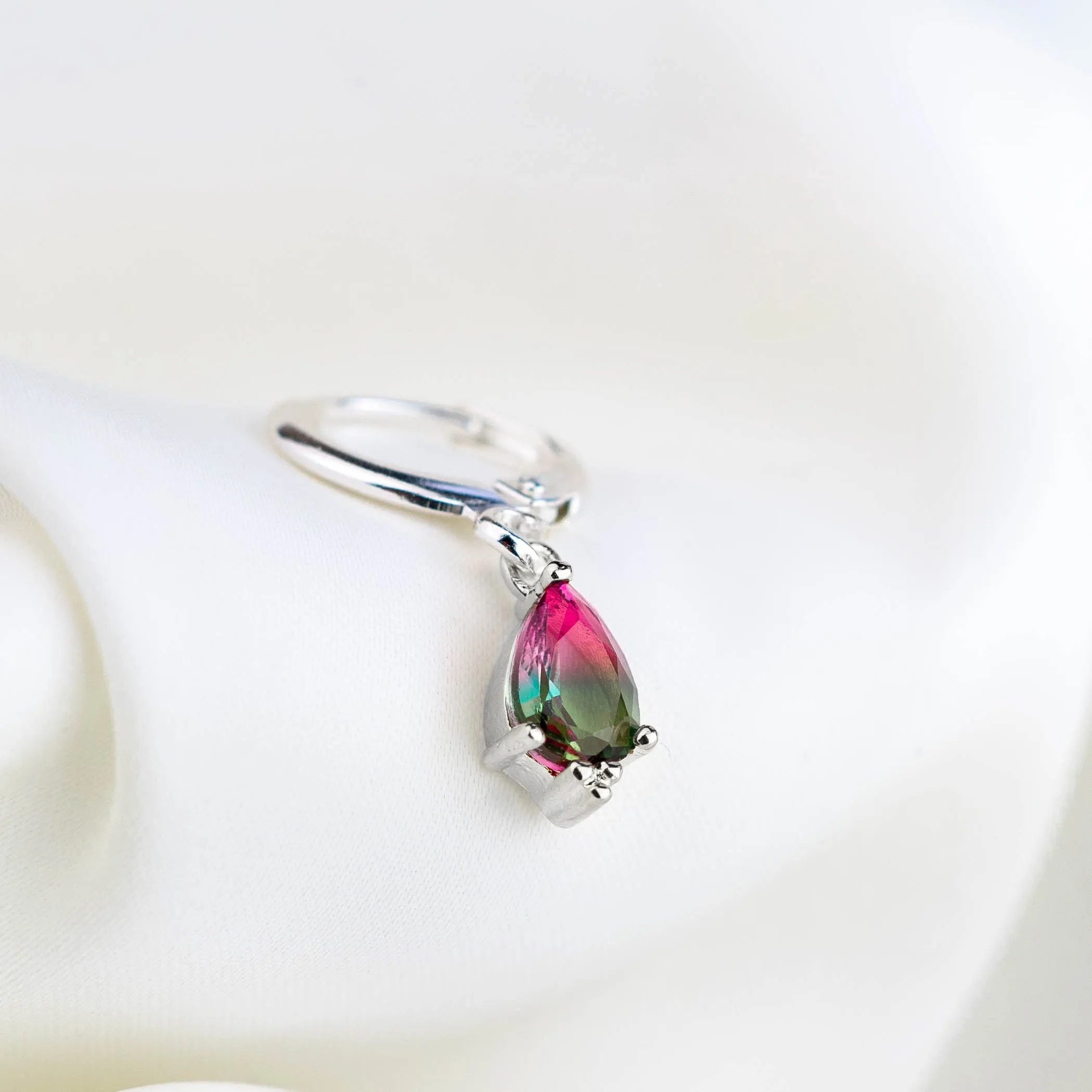 Silver Watermelon Drop Earring