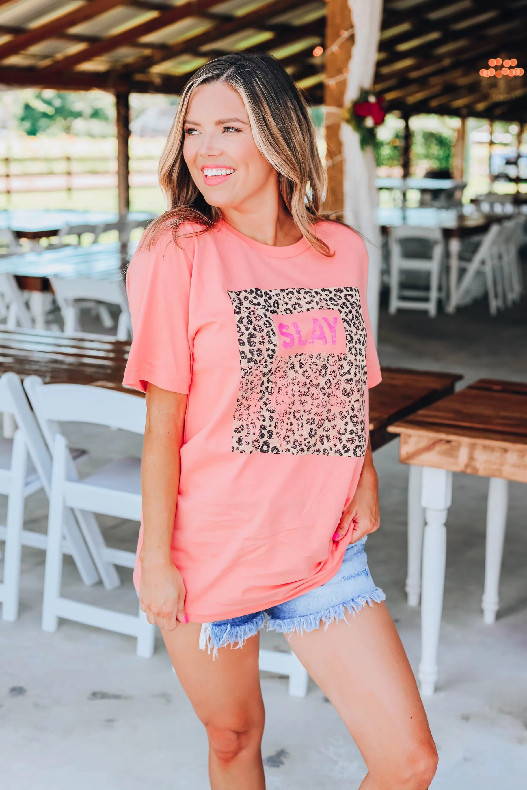 Slay Leopard T-Shirt - Peach