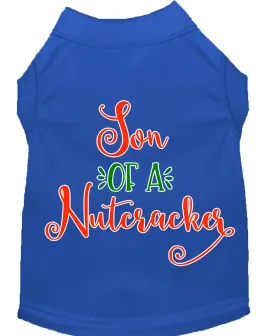 Son Of A Nutcracker Screen Print Dog Shirt Blue Med