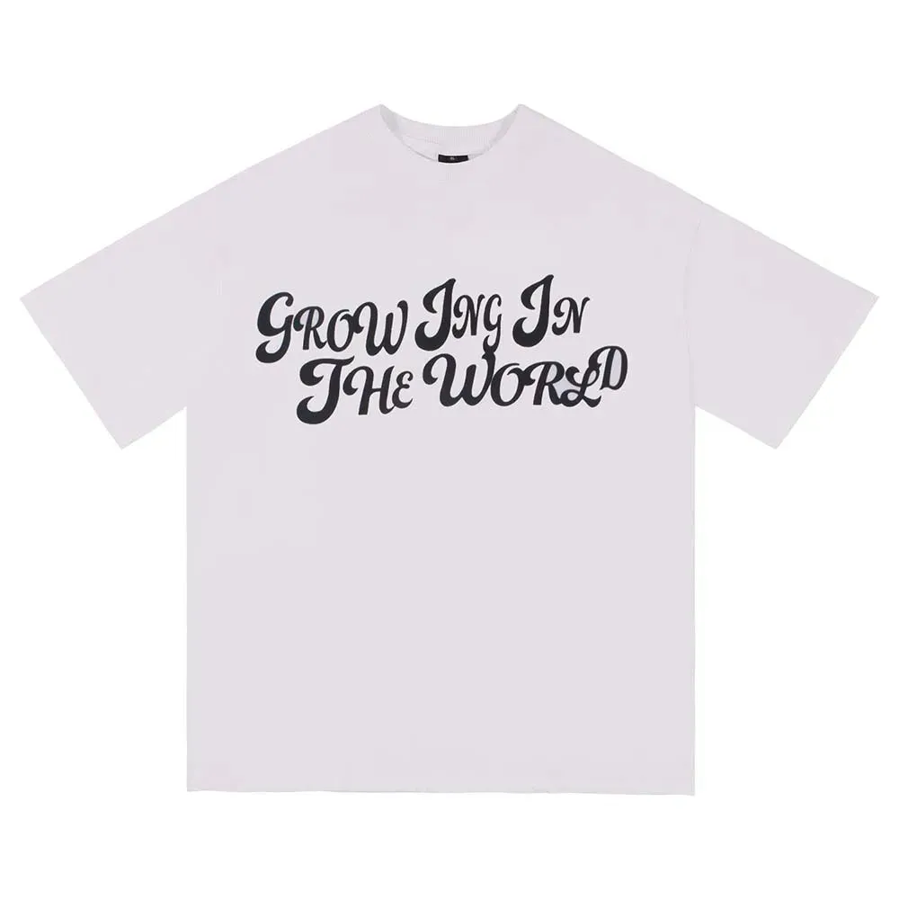 Text Printed Short Sleeve T-shirt - Loose Half Sleeve Couple Tops Tees