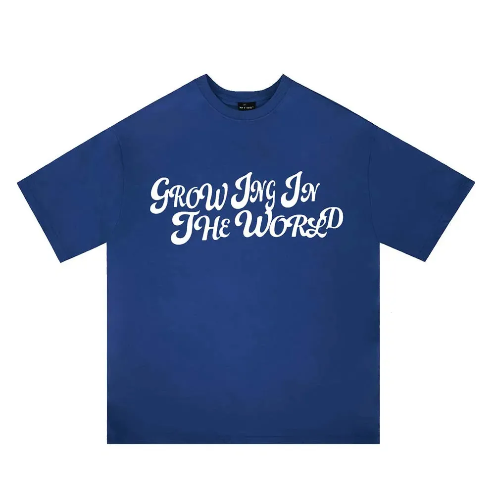 Text Printed Short Sleeve T-shirt - Loose Half Sleeve Couple Tops Tees